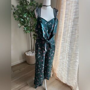 Matilda Jane Green Tie Front Jumpsuit Small Boho Chic Flutter Strap NWT